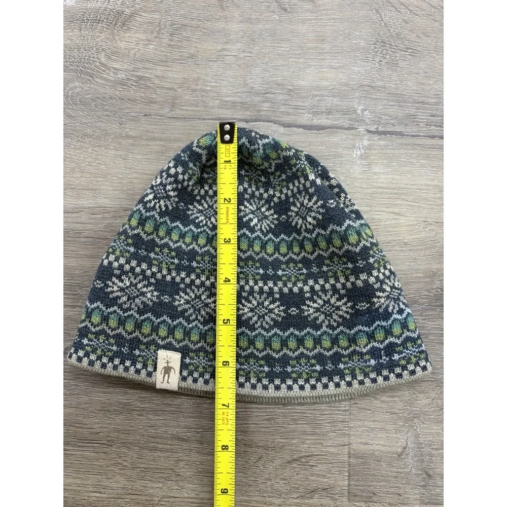 Smartwool Kids Merino Wool Beanie Youth Fair Isle Snowflake Ski Hat Green